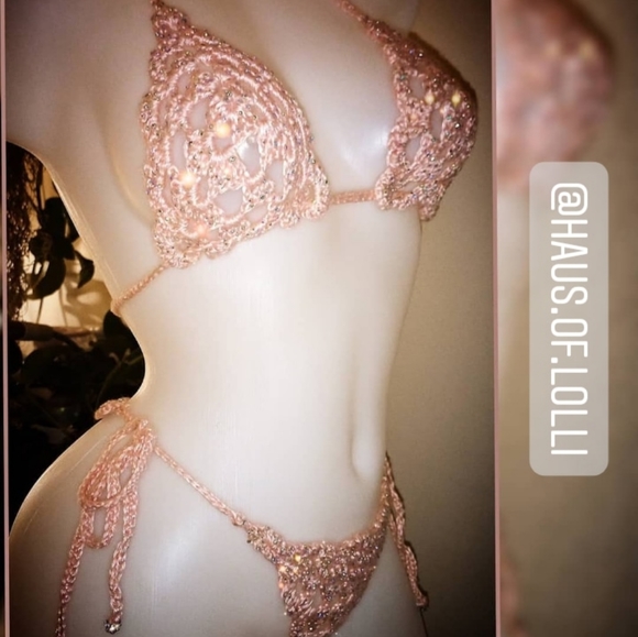 Luxury Handmade Crochet Swarovski Bikini - Picture 7 of 17